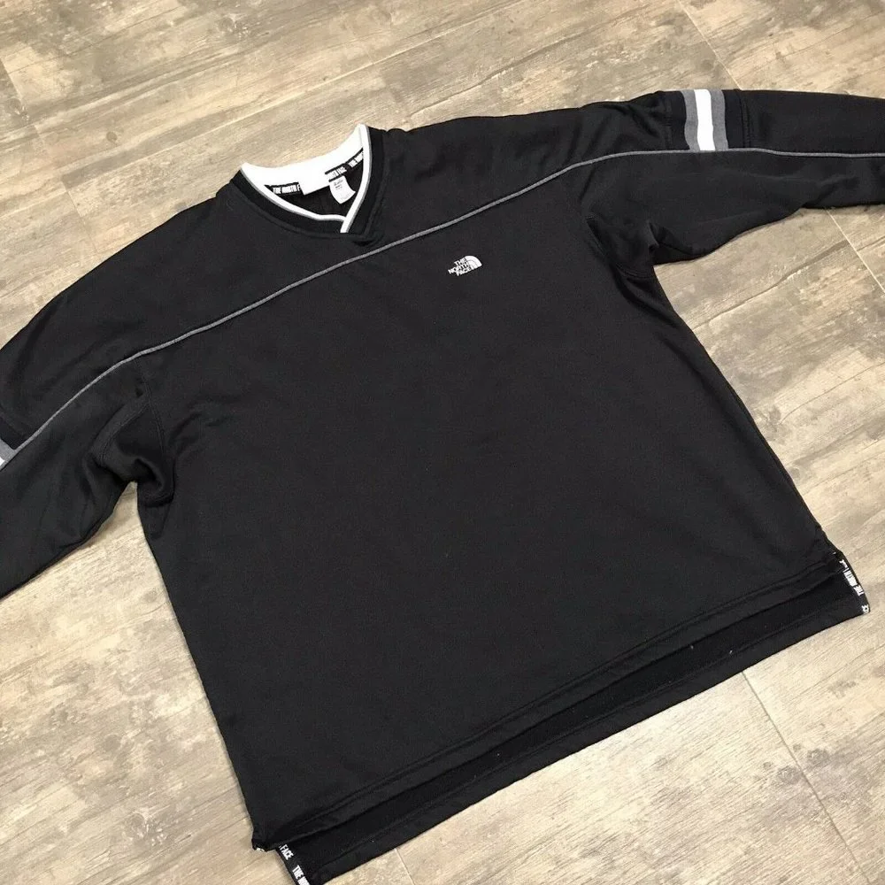 Vintage The North Face Pullover V-neck‎ Sweatshirt Black Ultra-Wick Men Size XL